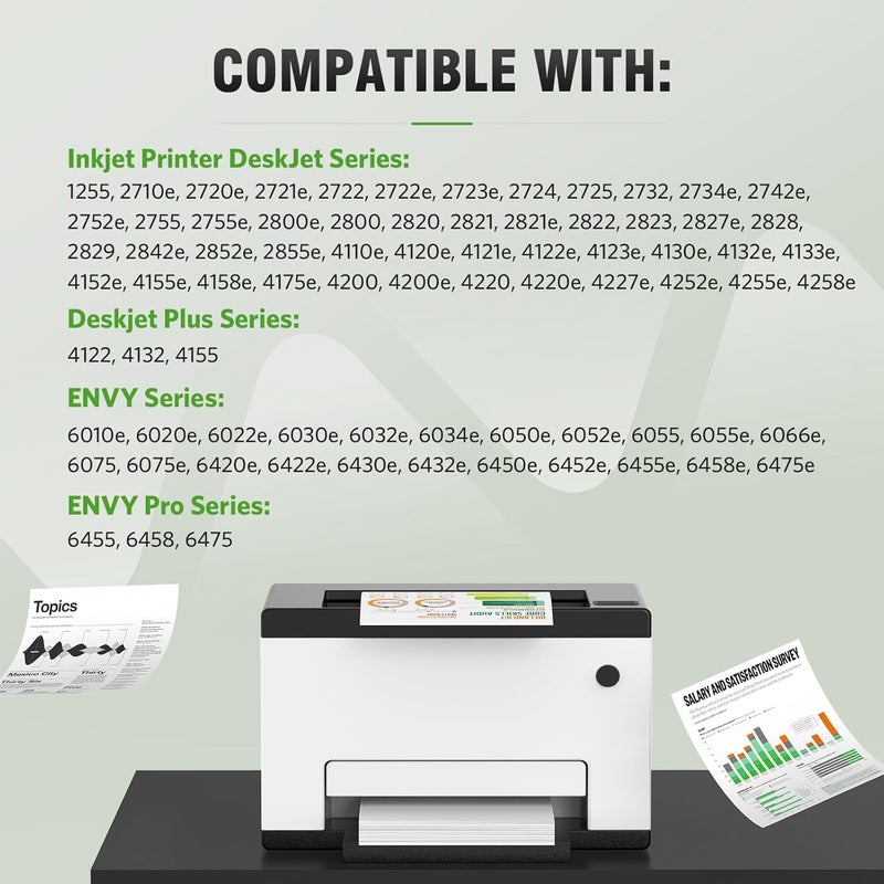 ALLWORK خراطيش حبر بديلة 67XL لـ HP 67 XL أسود ثلاثي الألوان معاد تصنيعها لـ HP Ink 67 67XL لطابعات DeskJet 2755e 2700 2855e 2800 2752 2742e 4155e 4255e 4100 Envy 6055 6055e 6455e (عبوة 2)  - Image 2